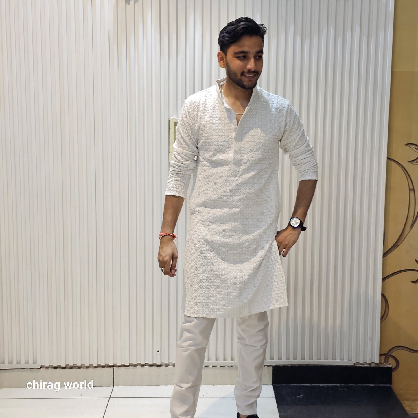 Chikankari Kurta With Plain Bottom
