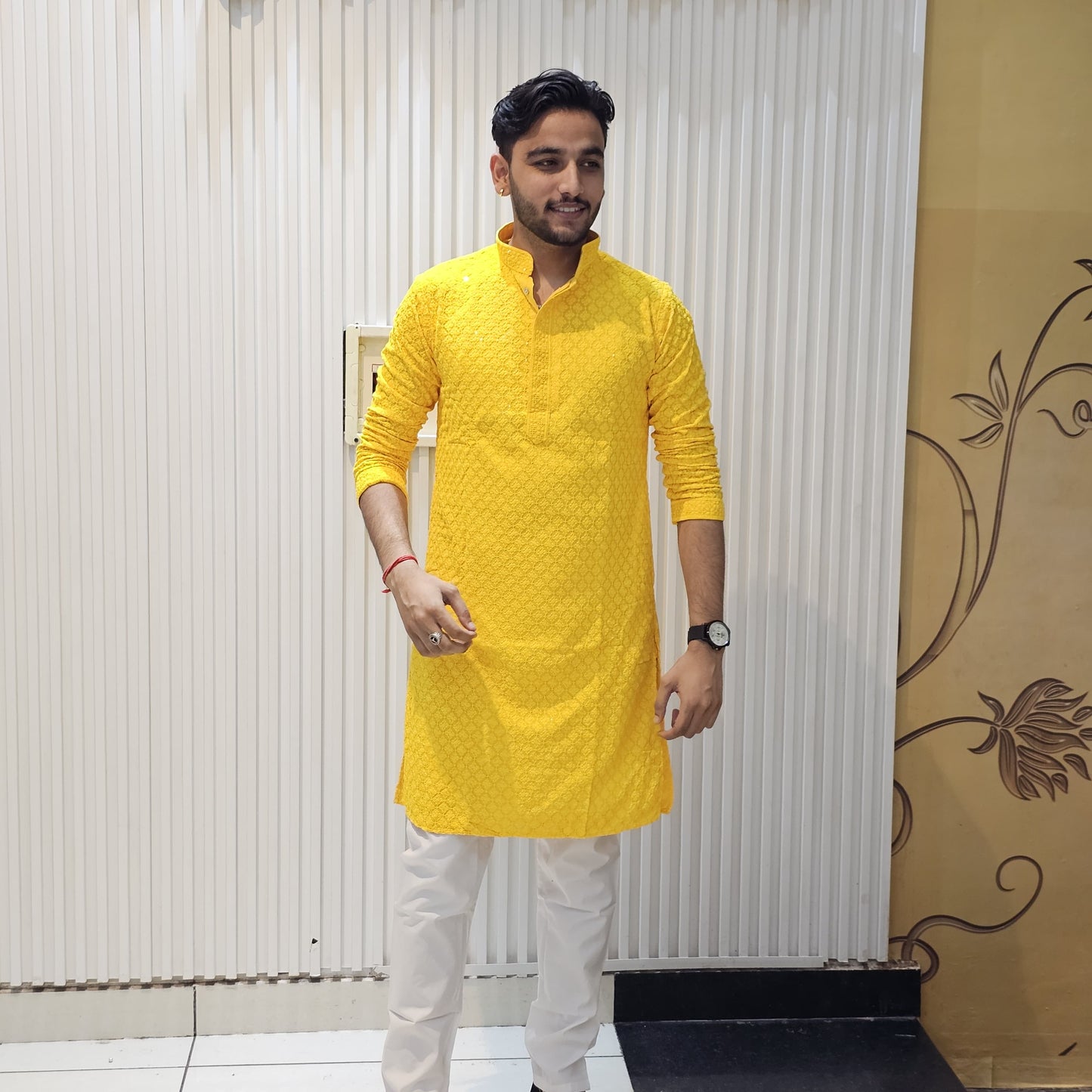 Chikankari Kurta With Plain Bottom