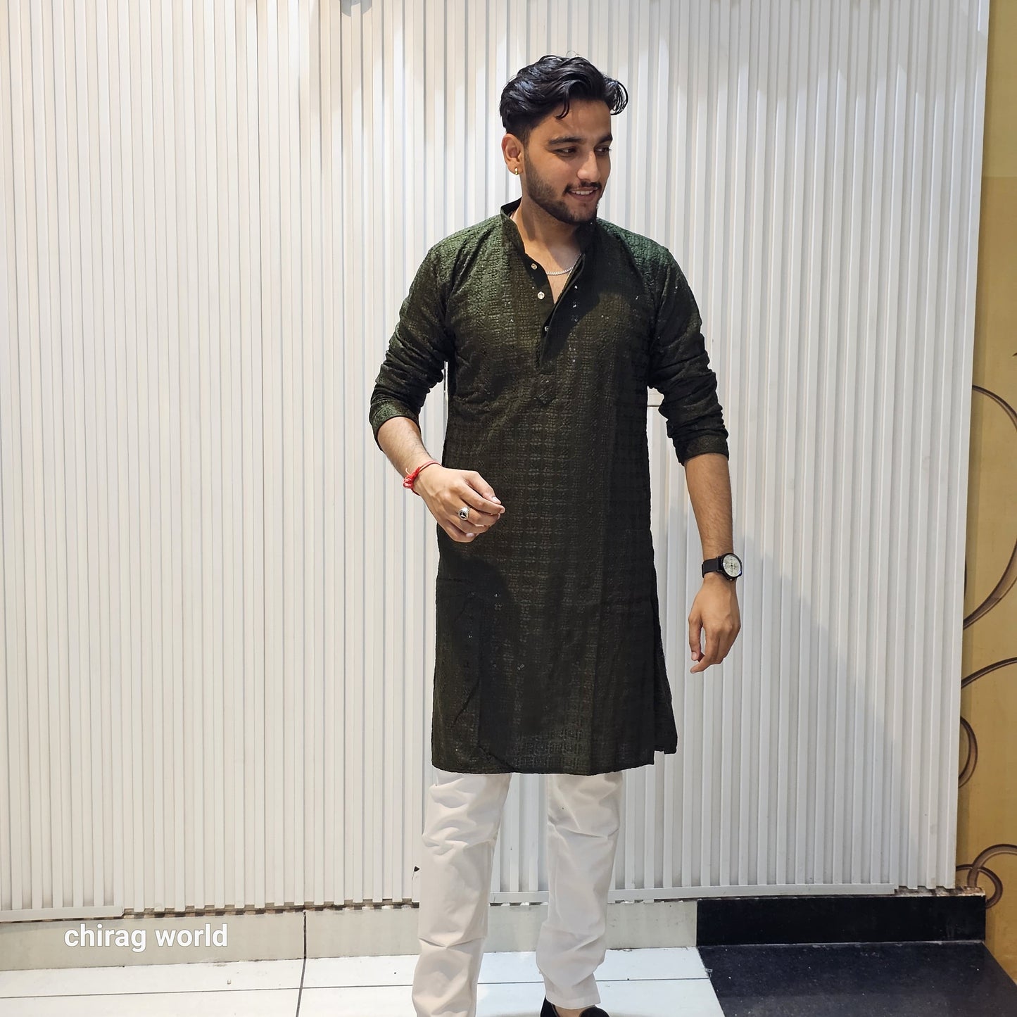 Chikankari Kurta With Plain Bottom