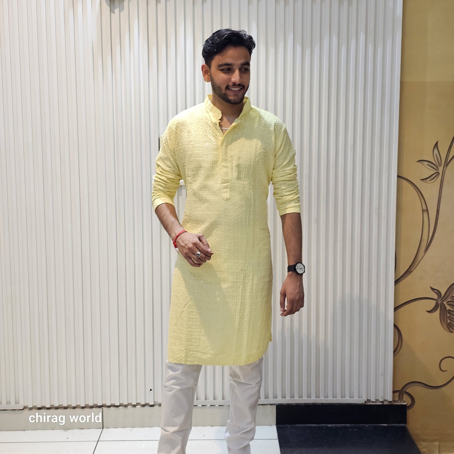 Chikankari Kurta With Plain Bottom