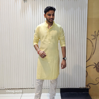 Chikankari Kurta With Plain Bottom
