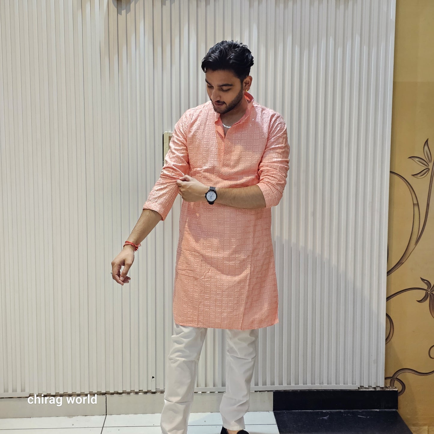 Chikankari Kurta With Plain Bottom