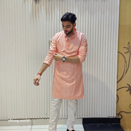 Chikankari Kurta With Plain Bottom